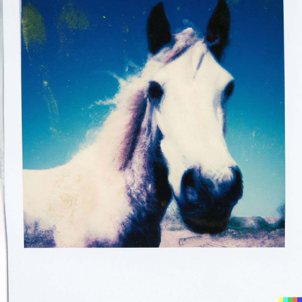 a horse, photograph, Polaroid